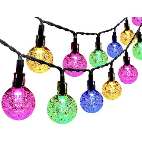 Guirlande Lumineuse Solaire - 50 LED Boules Cristal - Étanche IP54 - Changement de Couleur - Télécommande Incluse - Pour Jardin Terrasse Balcon - 7 M (1/5)