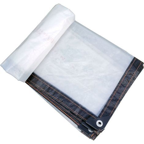 Bâche imperméable perforée transparente 2x2M matériau PVC pliable bâche extérieure imperméable, indéchirable et coupe-vent (corde blanche incluse) (1/5)