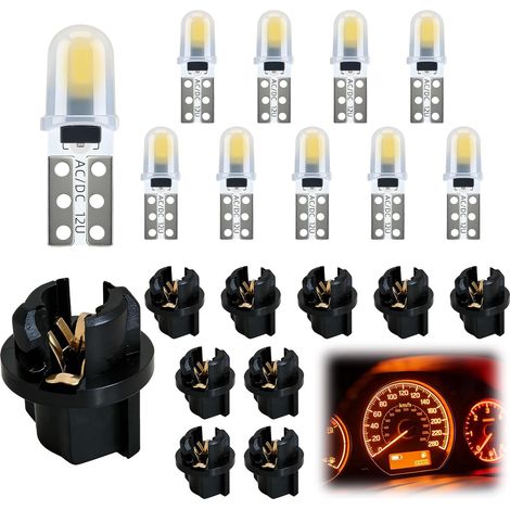 T5 LED Bulbs 10pcs 12V 2721 27 37 286 PC74 LED Bulbs with Screw Cap for Car Interior Lighting Dashboard Auto Instrument Lamp Replacement (Yellow) (1/5)