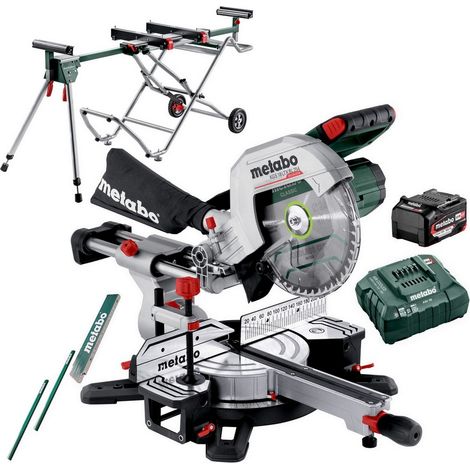 Metabo Akku Kappsäge Säge Ladegerät KGS18 LTX BL254 + Untergestell KSU251 mobile (1/5)