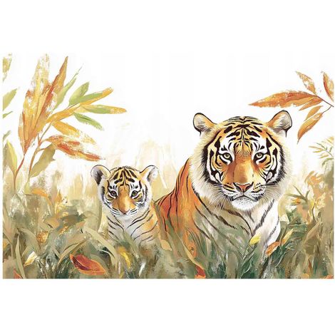 Papier peint mural tigre enfant animaux intissé grand format design intérieur chambre enfant pas cher 400x280 cm (1/5)