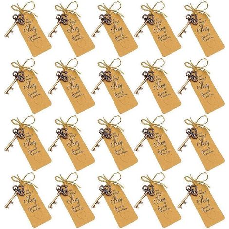 Lot de 20 ouvre-bouteilles porte-clés squelette vintage avec étiquette (1/5)