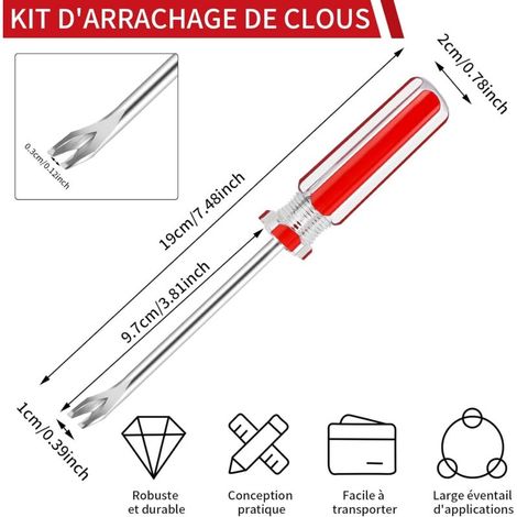Fingertoys Kit de tire-clous Extracteur de clous en U de 3 mm Tack Lifter Arrache-clous clou tapissier pour Démontage de Clou Rivet (1/3)