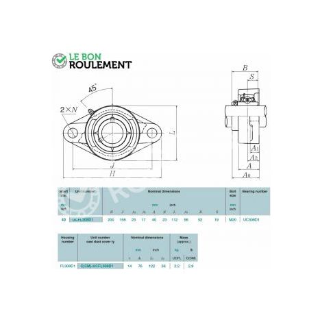 Palier fonte UCFL308-D1-NTN