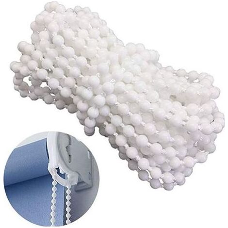 Cordon de chaîne perlé pour store enrouleur et store romain, réparation de chaîne de store enrouleur en plastique blanc, corde de rideau à enrouleur, cordon de perles pour store enrouleur (10 (1/4)