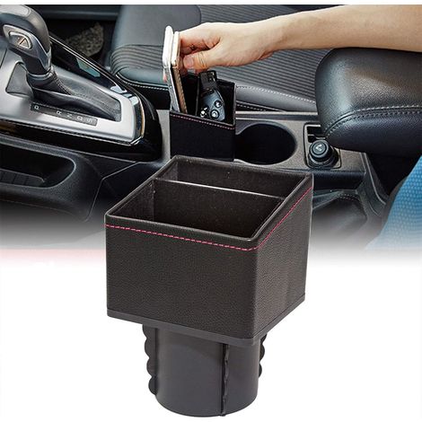Boîte de rangement en cuir pour voiture, sac console carré, poche collecteur pour espace entre sièges, pour boissons, téléphones, clés et pièces, organiseur intérieur auto (1/5)