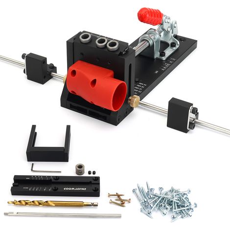 Oblique Drilling Jig 12-42mm 3/8'' 9.5mm ENJOYWOOD XK4 PRO MAX Aluminum Alloy Adjustable Woodworking Drilling Guide with Stabilizer Bar Stop Block