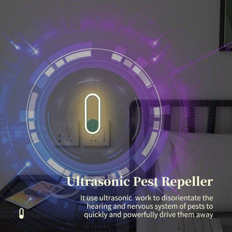 Répulsif Ultrasons Anti Moustique avec LED, Piège Insectes Non Toxique Lampe Nuit pour Maison Bureau Mouches Fruits (1/5)