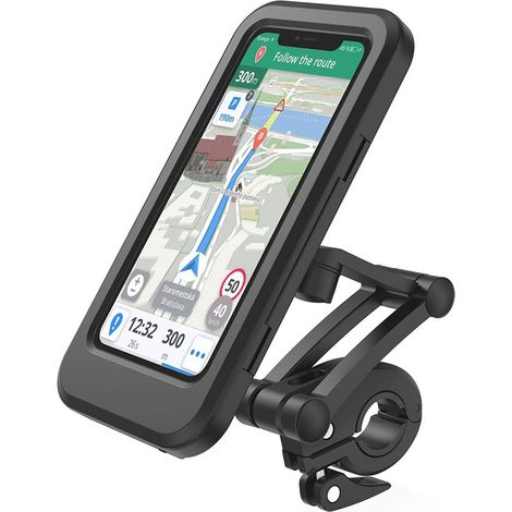 1 Support téléphone vélo, étanche 360°, fenêtre TPU tactile, sacoche rangement, compatible GPS 6,7 pouces (1/5)