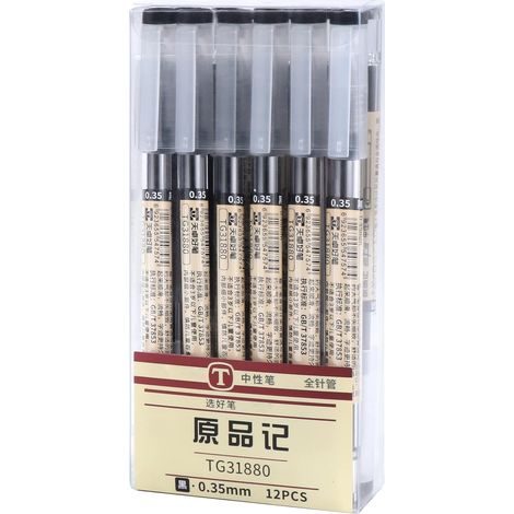 12 unidades de bolígrafos de gel de tinta negra de 0,35 mm, punta extrafina, estilo bolígrafo, para oficina, escuela y papelería, color negro (12 unidades)