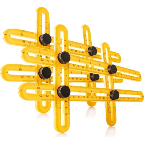 (2 pieces - Yellow) 2X Angle Jig - Multi-Angle - 8-Sided Multifunctional Ruler - Angle Measuring Tool - Measuring Range (1/5)
