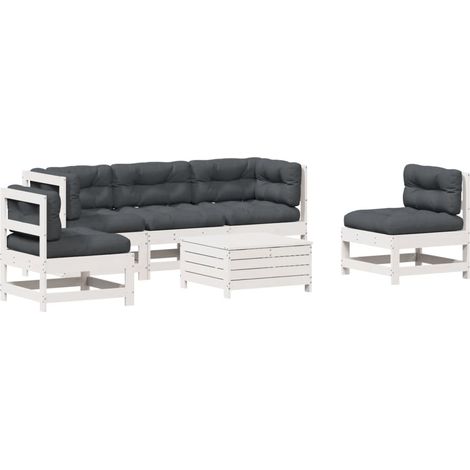 Set Salotto da Giardino 6 pz Bianco in Legno Massello di Pino vidaXL (1/5)