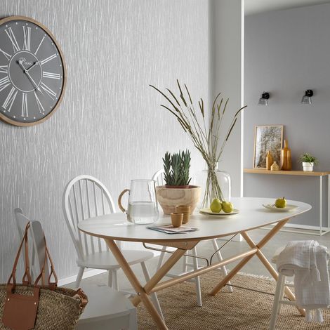 Papier peint moderne gris cuisine & salon | Tapisserie tendance grise idéale chambre adulte | Papier peint intissé design (1/3)