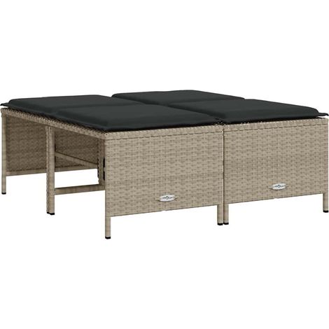 Maison Exclusive - Sgabelli da Giardino con Cuscini 4 pz Grigio Chiaro Polyrattan
