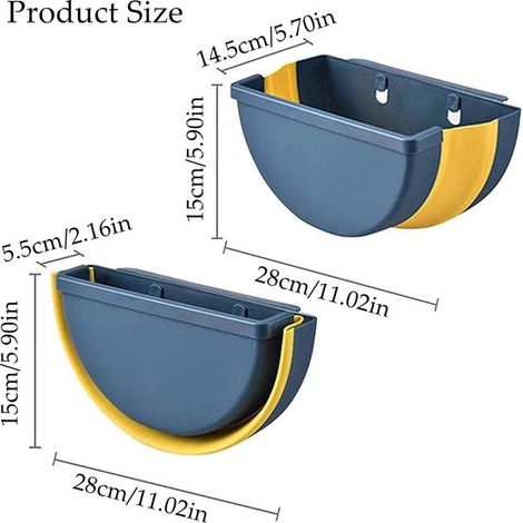 Cubo de basura,Cubo de basura plegable,Papelera de cocina,Cubo de basura para la cocina,Puerta del armario,Para montar en la pared,Plástico,Azul (1/4)