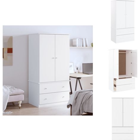 Garde-robe ALTA blanc 90x55x170 cm bois massif de pin - Armoire Blanche - Armoire À Vêtements - Meuble Rangement - Dressing - Commode (1/5)