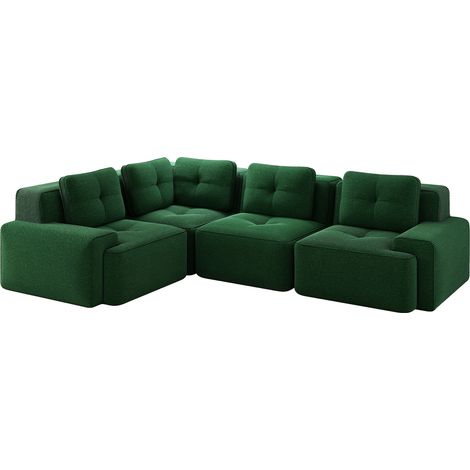 Sofá modular de corduroy verde, sin montaje, 295 x 295 x 69 cm (1/5)