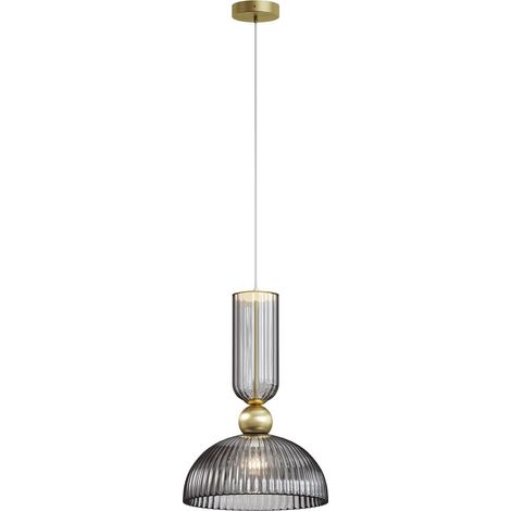 Maytoni Antic Lampadario a sospensione moderno a cupola oro 2700K 510lm 1xE27 paralume grigio (1/2)