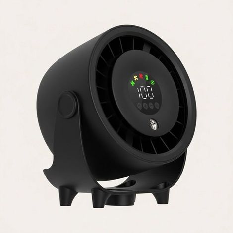 Ventilateur brumisateur 2 en 1 - Fixation murale/de bureau - Circulation d'air - Interface USB - Contrôle numérique - Noir (1/5)