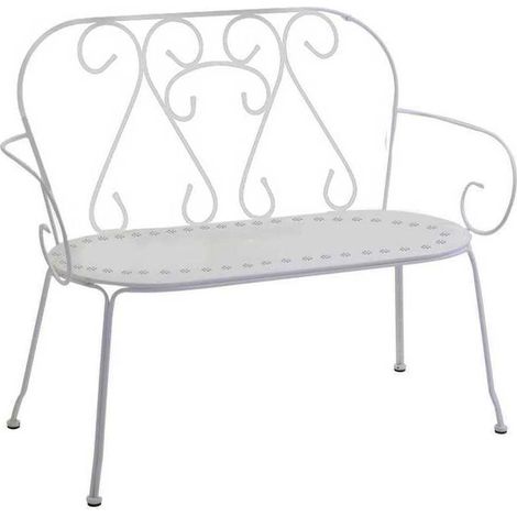 Sitzbank Weiß 105x48 cm h 90 cm aus Metall mod. New Old
