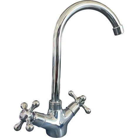 Rubinetto per bagno o cucina canna ad ombrello, stile vintage, in ottone pesante (1/4)
