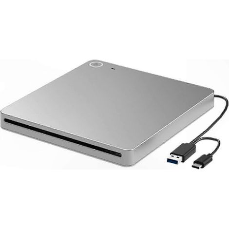 [RM] Lecteur DVD externe, USB 3.0 et Type-C, lecteur optique portable et fin pour PC portable, Plug and Play, graveur et lecteur CD/DVD à chargement par fente (1/5)