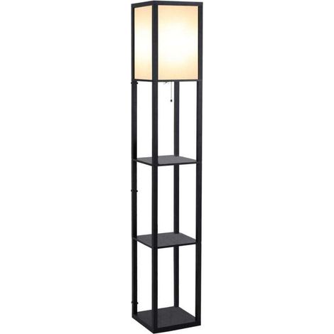 Stehlampe mit 3 Ablagen, dreifarbiger Beleuchtung, Retro-Stil, Industriedesign, geeignet für Wohnzimmer, Schlafzimmer und Büro