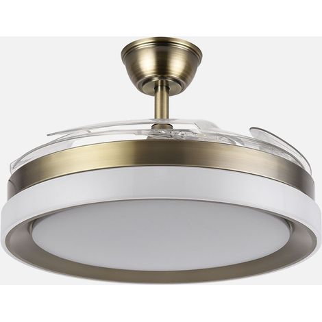 Ventilador de techo LED "Zenit" de aspas retráctiles (72W 3CCT 7200lm) IP20 Ø107cm color cuero