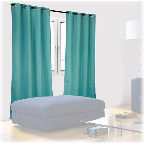 Set da 4 Tende, Oscuranti & Opache, Camera da Letto & Salotto, in Stoffa con Anelli, 245x135 cm, Verdi (1/5)