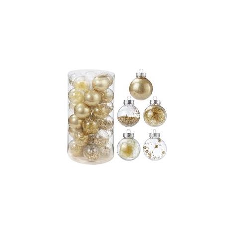 30 adornos navideños para árbol de Navidad, decoración de bodas y fiestas, para interiores o exteriores (dorados)