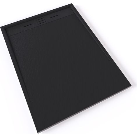 HIEMAL Receveur de douche 90 x 120 cm résine Noir aspect ardoise + bonde incluse - Salle de bain (1/5)