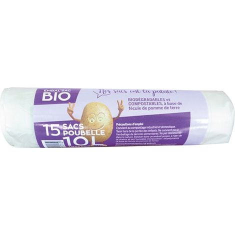 SCHWEITZER - Sac poubelle 10 litres liens coulissants biodégradables x 15 (1/3)