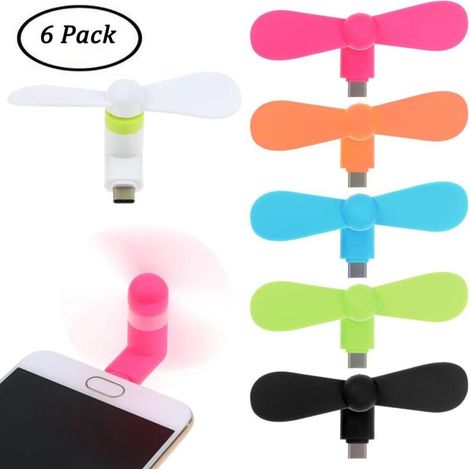 Mini ventilateur de refroidissement pour téléphone portable Type-C, lot de 6, rotatif, OTG, portable. (1/5)