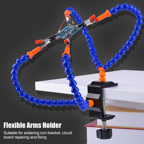 Support de soudure à 4 bras souples bleu multifonction pour réparation et fixation de carte de circuit imprimé (1/5)