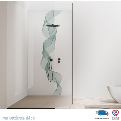 Panneau de douche : Vague dorée 4 - Couleur Vert menthe - Alu composite - 90 - 245 (1/2)