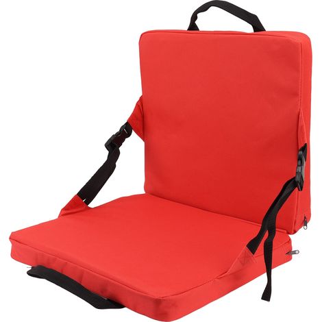 Coussin de chaise extérieur portable confortable en toile Oxford, coussin de stade pliable rouge (1/5)