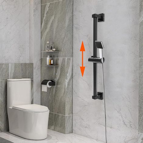 Duschstange für Handbrausen Höhenverstellbar Wandmontage Duschkopfhalter Edelstahl 60 cm für Badezimmer für Flexible Anpassung (Grau) (1/5)