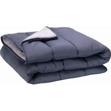 Pikolin Home - Piumino Reversibile 300 gr - Imbottitura Nordica Bicolore - Per Letto da 150 - Tocco Piuma, Caldo, Traspirante, Colore Grigio Chiaro/Grigio Naturale, 240 x 220 cm