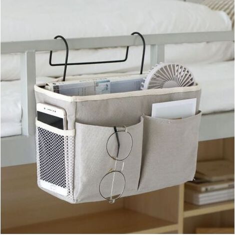 Ahlsen Poche de Lit 1 Pièce Organisateur de Chevet Sac Organiseur de rangement de lit à suspendre Imperméable Poche de Lit Organisateur pour Dortoir Lit Canapé Magazine Lunettes Livres Téléphone Revue (1/5)