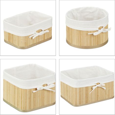 Set di 4 scatole portaoggetti rettangolari e quadrate vintage bagno 17,5 x 32 x 23 cm in bambù naturale 130004260