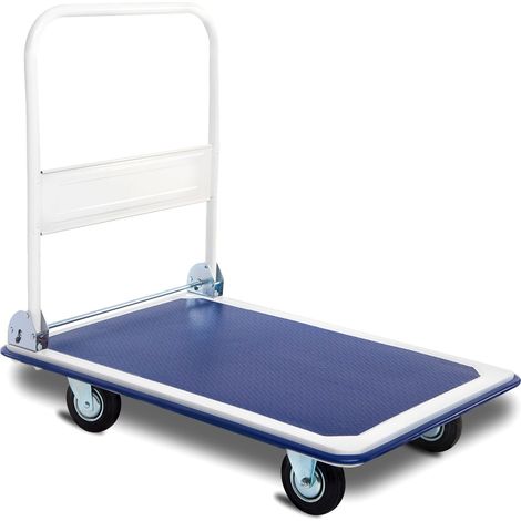 Carro de transporte plegable 90 x 61 x 88 cm capacidad 300 kg uso multiusos acabado antideslizante acero blanco y azul 200020882