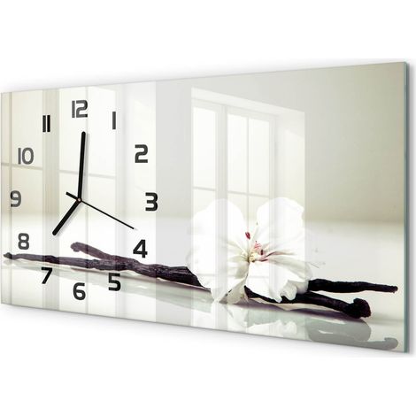 Horloge Murale Originale 60x30 cm Verre Trempé Cadeau Maison Moderne Gousse de vanille (1/5)