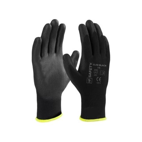 Schmale schwarze Arbeitshandschuhe, Größe 7