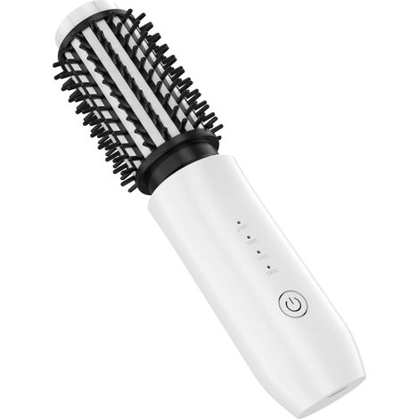 Brosse Chauffante Sans Fil 3 en 1, Brosse Thermique Portable Für Frauen  Brosse Cheveux Bouclés avec 4 Températures, Boucleur a Cheveux pour Créer des Boucles Naturelles, Blanc (1/5)