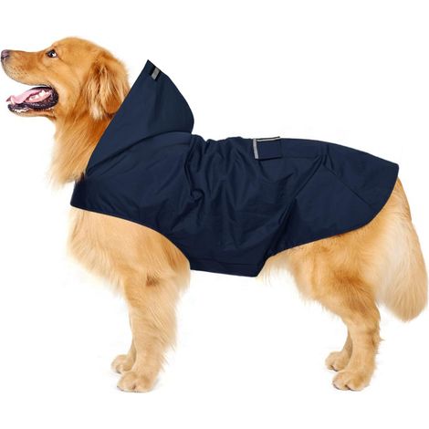 Imperméable pour Chien Veste de Pluie Réfléchissante et Respirante Manteau Anti-Pluie Ajustable avec Capuche et Poche pour Grands et Moyens Chiens (1/5)
