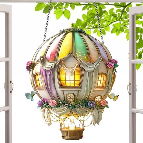 Lumière extérieure de ballon à air chaud décoration portable, lanterne de flamme de danse 2D, anniversaire dame Jardin Terrasse allée partie extérieure (1/5)