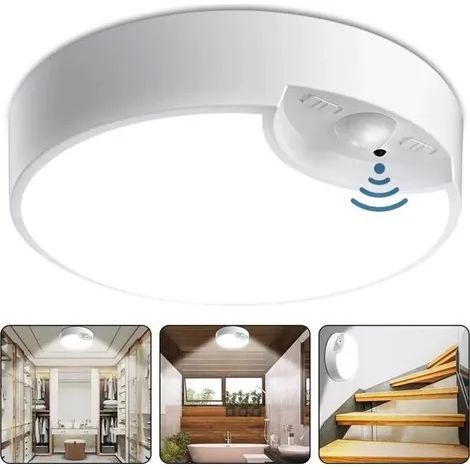 Plafonnier LED à piles avec détecteur de mouvement, pour cuisine, chambre, salle de bain, couloir, garage, avec télécommande