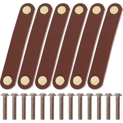 Möbelgriff-Set, Set aus 6 hochwertigen Leder-Schrankgriffen, geeignet für Schubladen, Küchenschränke und Sideboards, inklusive Befestigungsschrauben (1/5)