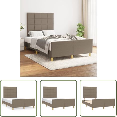 The Living Store Bettgestell ohne Matratze Taupe 120x200 cm Stoff - Bettestell - Doppelbett - Lattenrost - Kopfstütze - Holzrahmen (1/5)