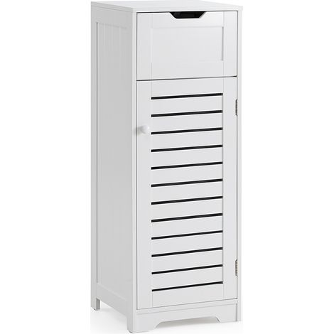 Bathroom Floor Cabinet with Drawer & Ventilated Door, Compact Freestanding Storage Unit for Bathroom/Bedroom/Hallway, 31 x 30 x 85 cm, White, Mondeer (1/5)